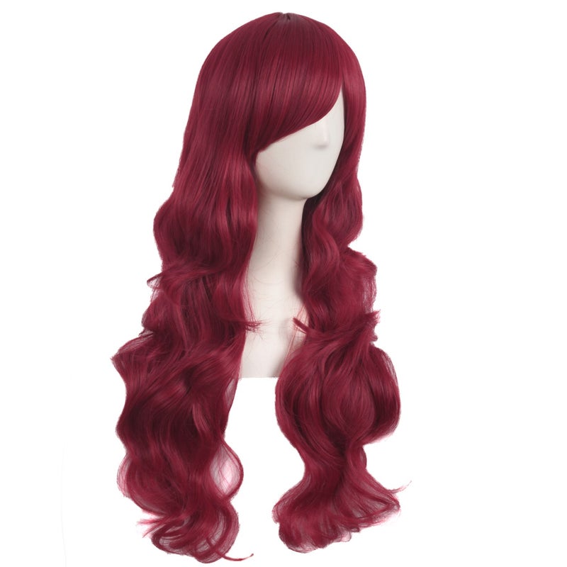 MapofBeauty 28 Inch/70cm Charming Women Side Bangs Long Curly Full Hair Synthetic Wig (Red) - Image 2